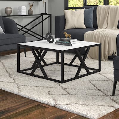 Jedrek 35'' Wide Square Coffee Table with Faux Marble Top
