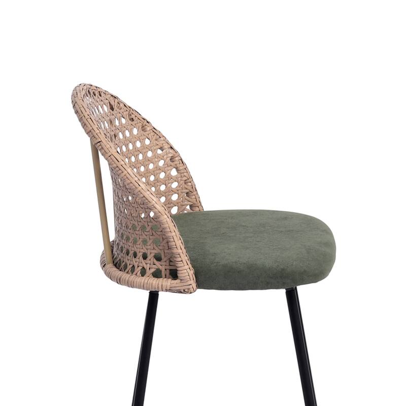 Coastal Rattan Back Counter Height Upholstered Bar Stools