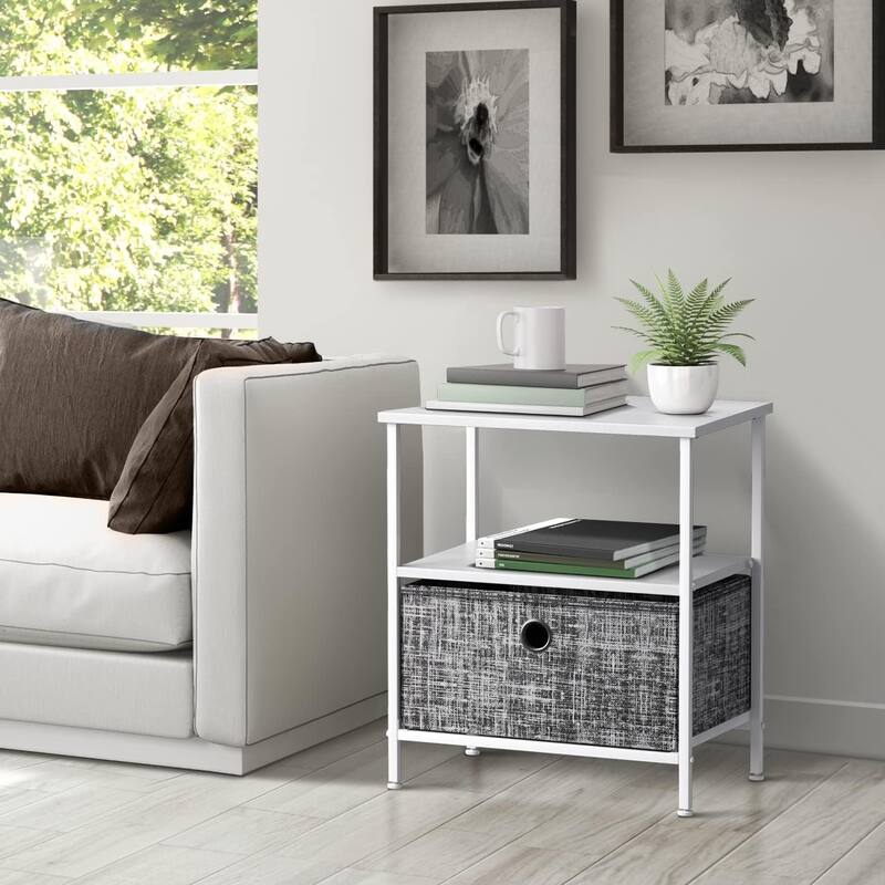Nightstand 1-Drawer Shelf Storage - Bedside Furniture End Table Chest