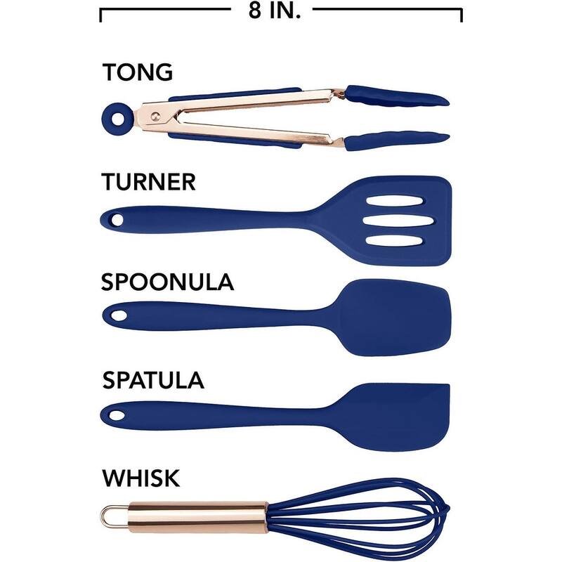 COOK WITH COLOR Silicone Kitchen Utensil Set Nonstick Safe, Easy-Clean Cooking Tools, Aqua