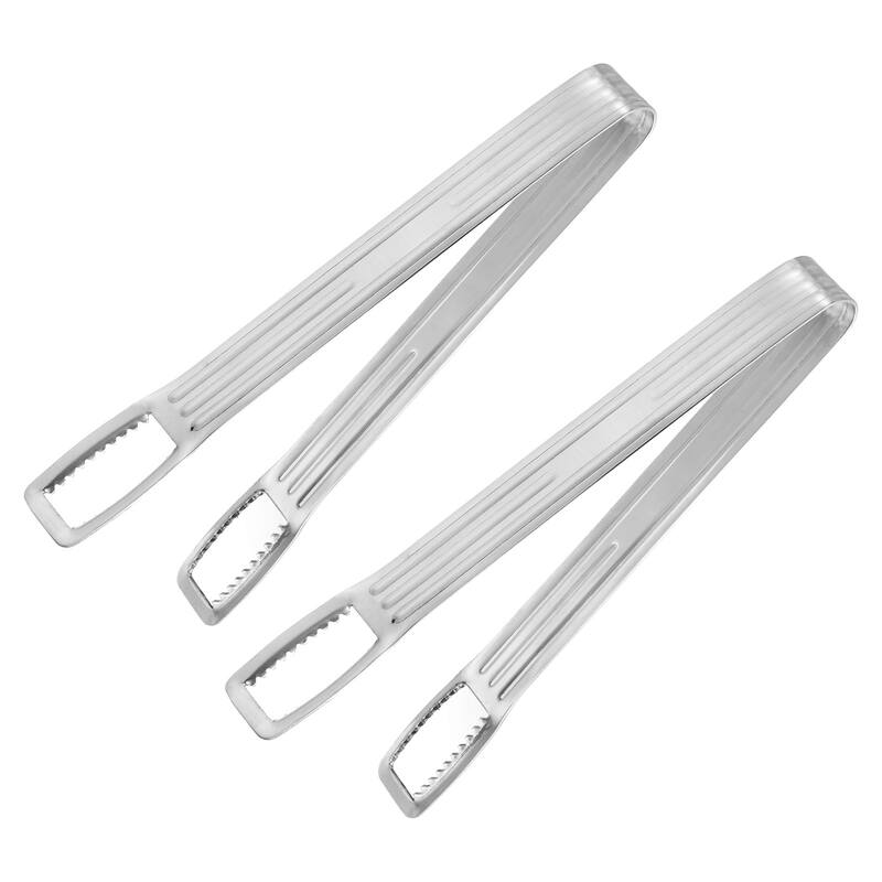 Serving Tongs, 2pcs 6.5 Inch Stainless Steel Ice Tong, Mini Sugar Tongs - Silver