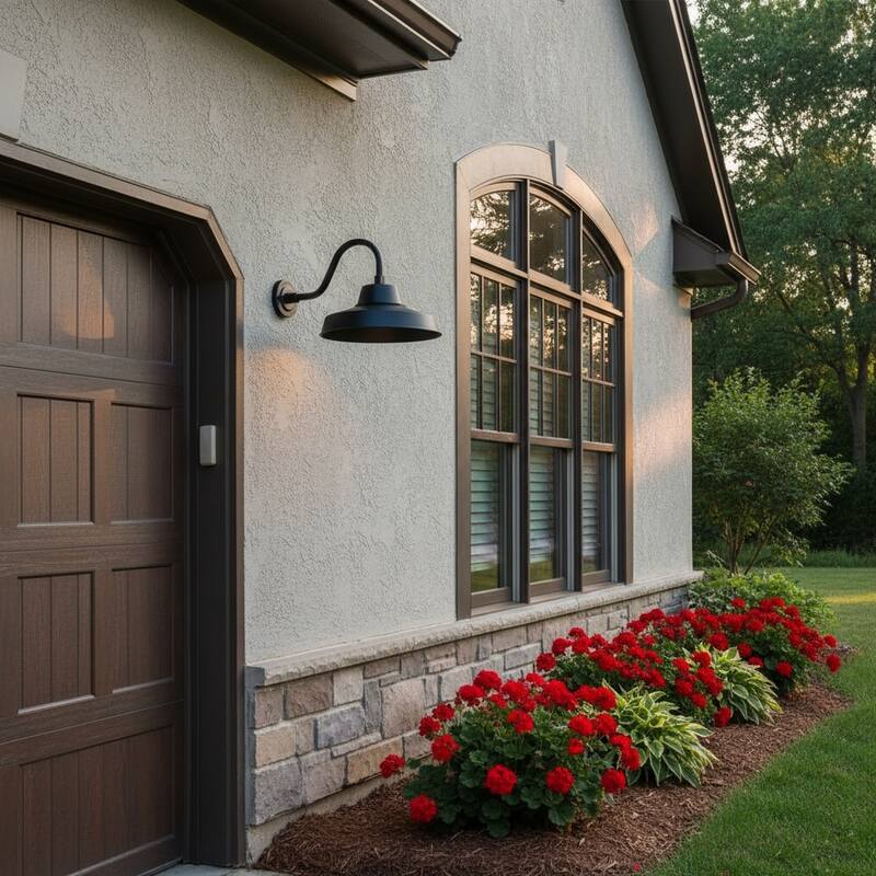 14" Dia 38 Watts,Black LED Outdoor Wall Light - 12"H x 14.25"W x 20.5"D