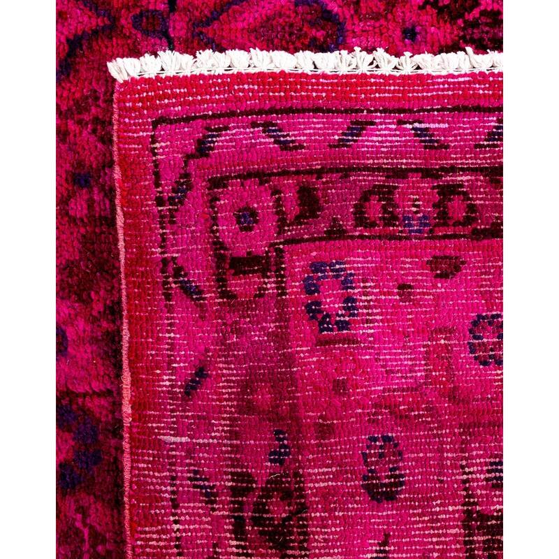 Overton Hand Knotted Wool Vintage Inspired Modern Contemporary Overdyed Pink Area Rug - 7' 1" x 8' 5"