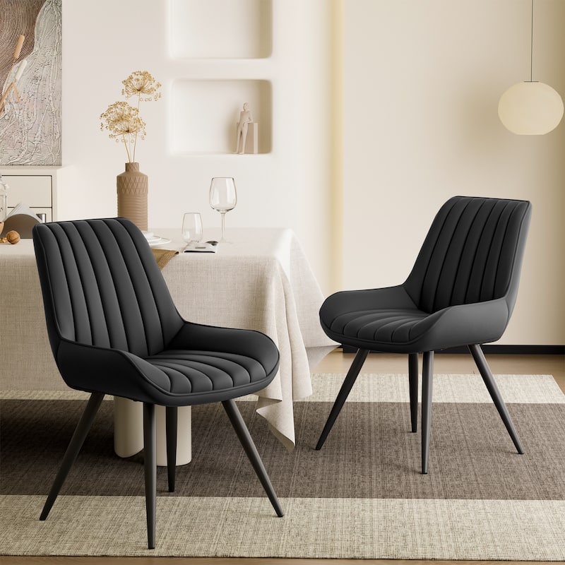 Modern Dining Chairs Set of 4, Comfy Dining Room Chairs with Thick Cushions, Upholstered Fabric Chairs with Metal Legs