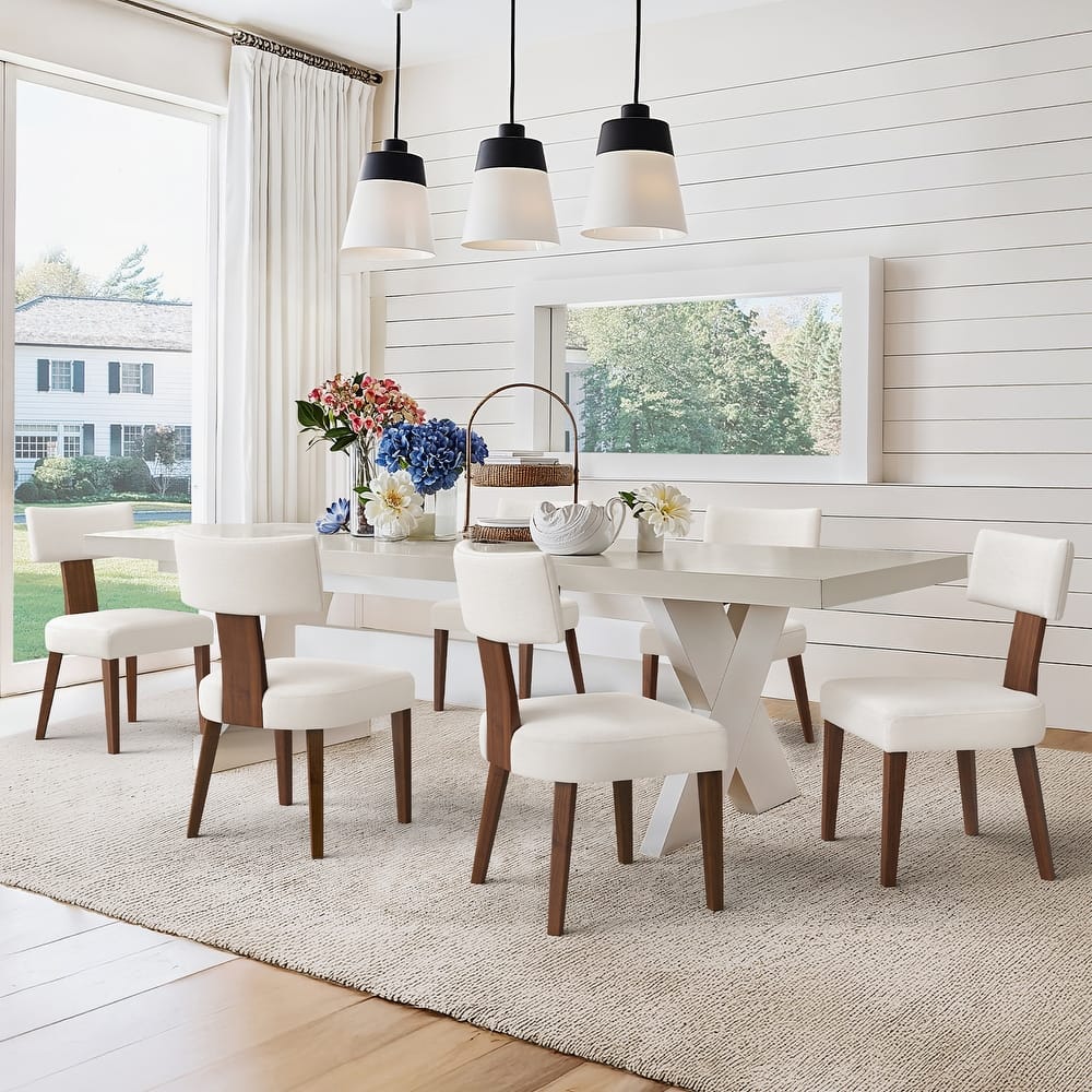 With Curved Backrest (2/4/6-Piece Set) Upholstered Dining Chairs - 19.1"D x 19.4"W x 33.6"H