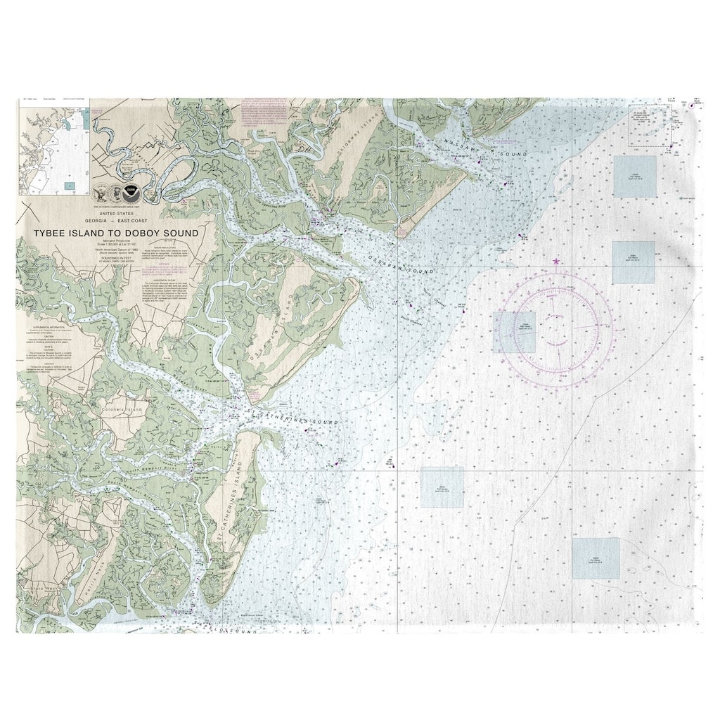 Tybee Island to Doboy Sound, GA Nautical Map Place Mat Set of 4