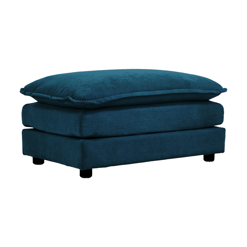 Roomfitters Upholstered Ottoman, Pillow Top Footrest, Padded Coffee Table Stool for Modern Living Room Seating, Blue