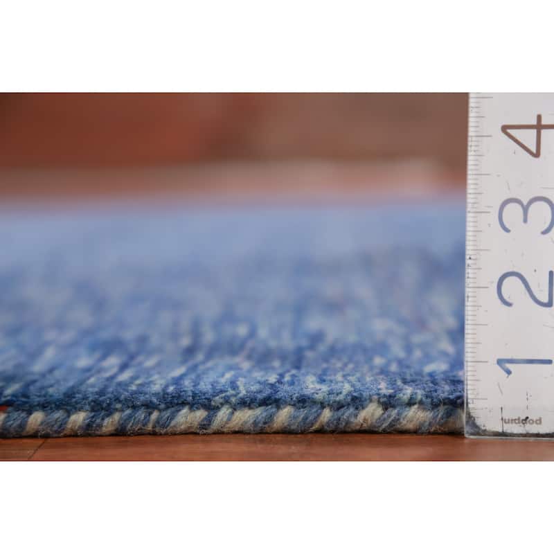 Hand Knotted Oriental 100% Wool Carpet Tribal Tribal Navy Blue & Blues Gabbeh Area Rug - 9' 9'' X 8' 0''