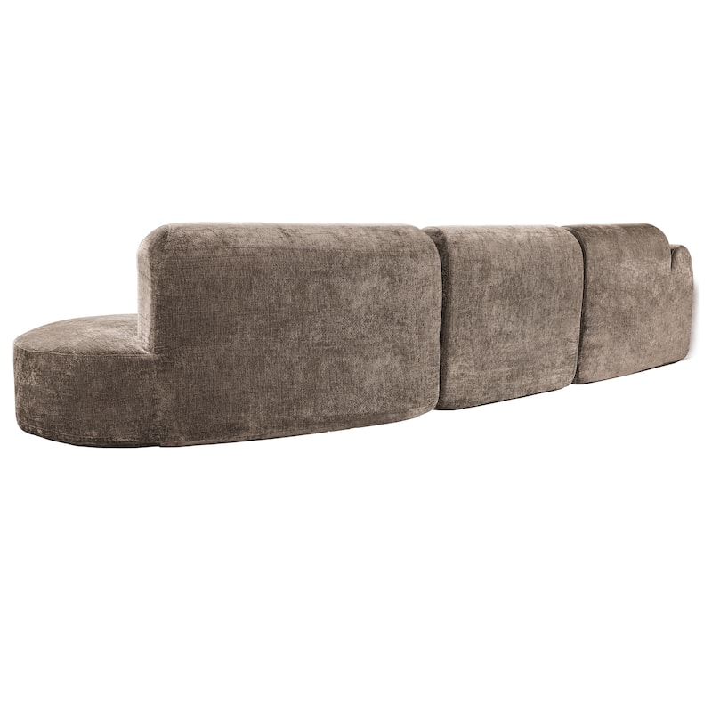 Christopher Knight Home - Curved 140" Upholstered Sectional Sofa with High-Density Fully Compressed Sponge and Chaise Lounge