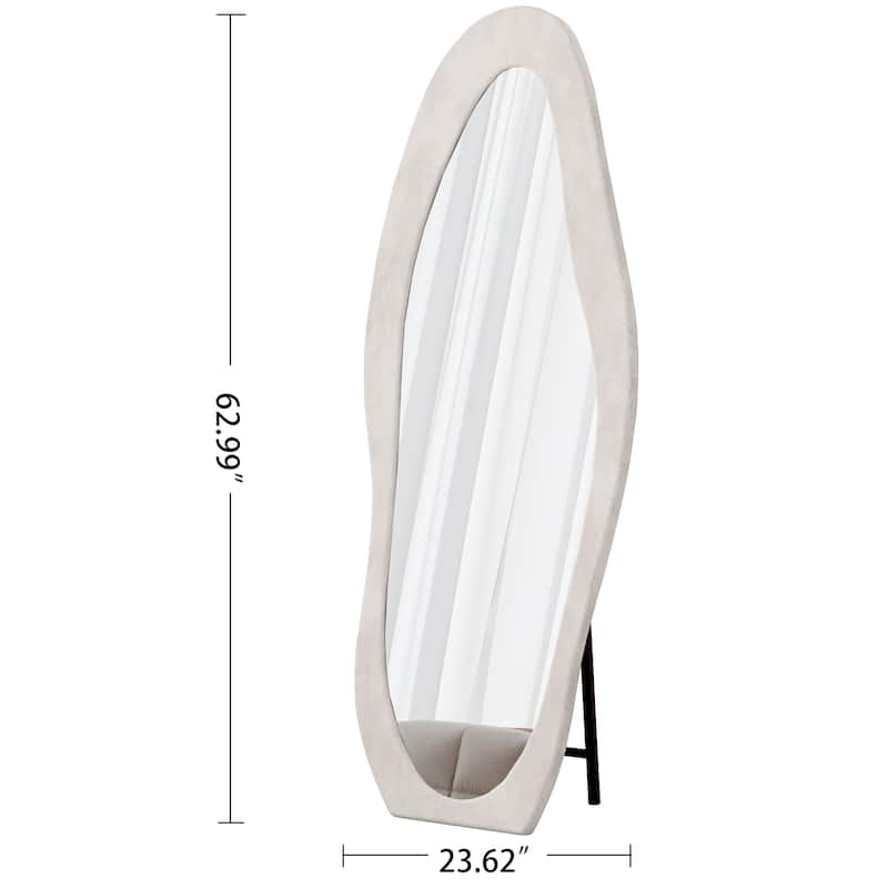 Full Length Mirror,63" x 24" Floor Mirror/ Wall Mirror, Flannel Wrapped Wooden Frame Floor Mirror