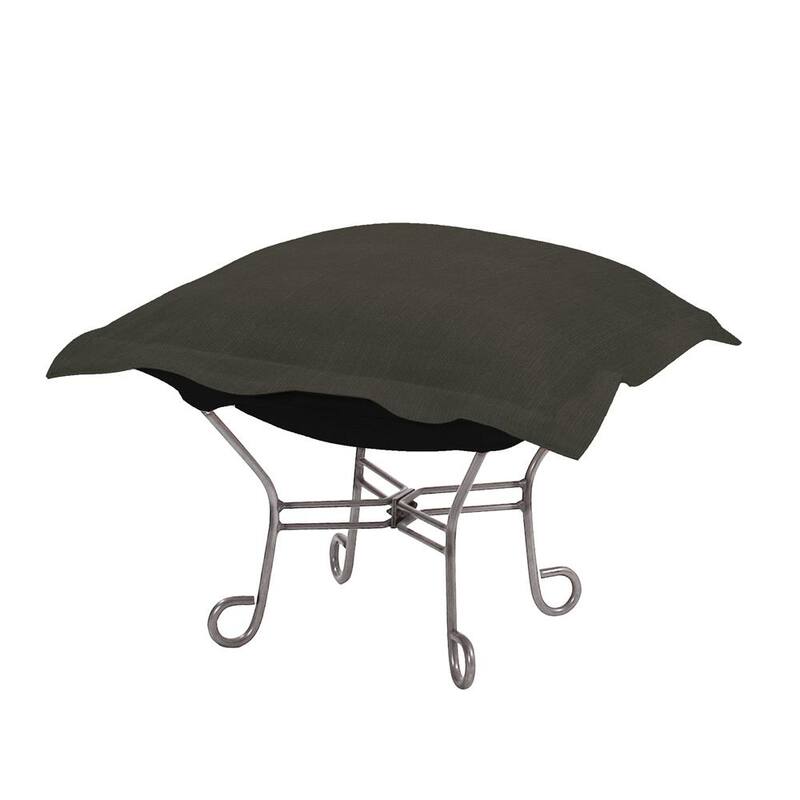 Allan Andrews Scroll Puff Ottoman with Titanium Frame & Cover, Sterling Collection - Charcoal