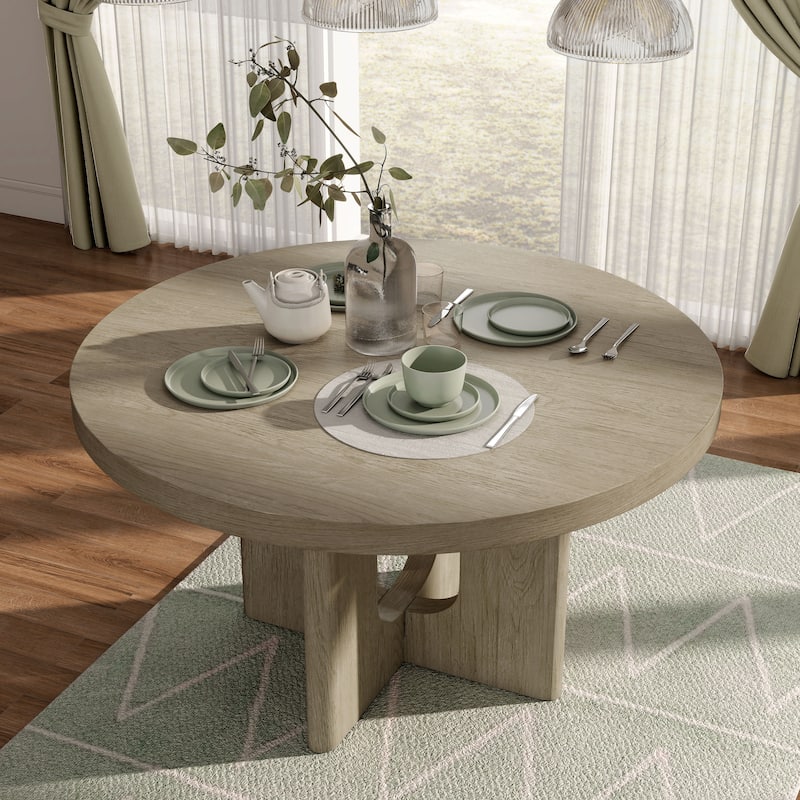 Furniture of America Piez Modern 54-inch Round Solid Wood Dining Table