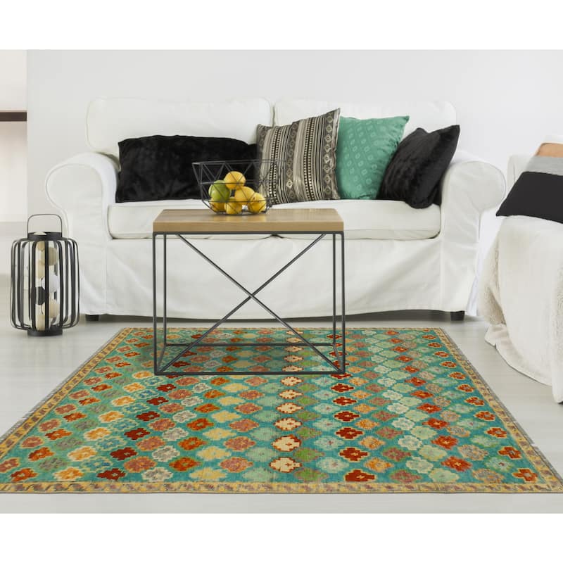 Balochi Aethelwi Green/Rust Rug - 3'3" x 4'11"