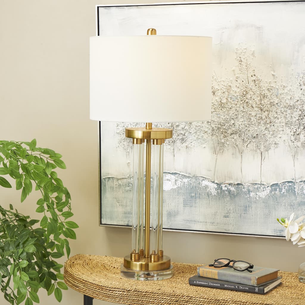 Clear Crystal Rods Room Table Lamp with Gold and Silver Base