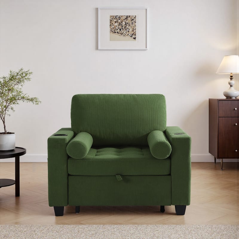 Corduroy Convertible Chair 3 in 1 Sleeper Sofa Chair Bed