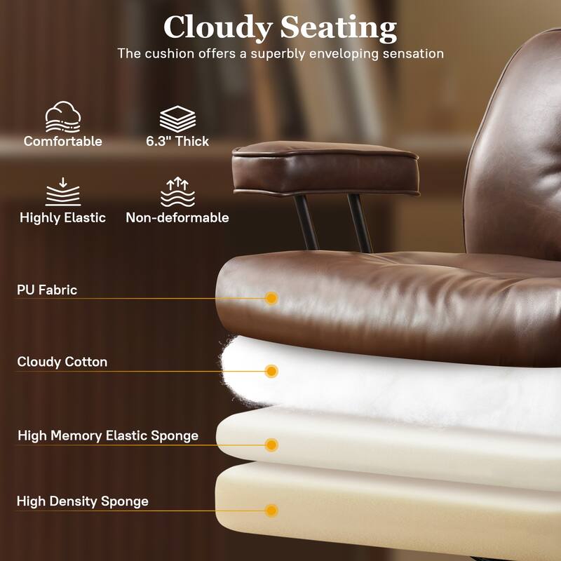 OVIOS PU Leather Ergonomic Lumbar Support Office Chair Desk Chair