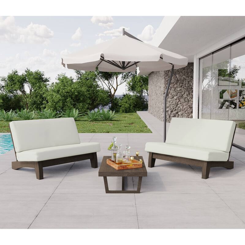 Outdoor Chair Solid Wood Furniture Patio Loveseat Sets with Cushion