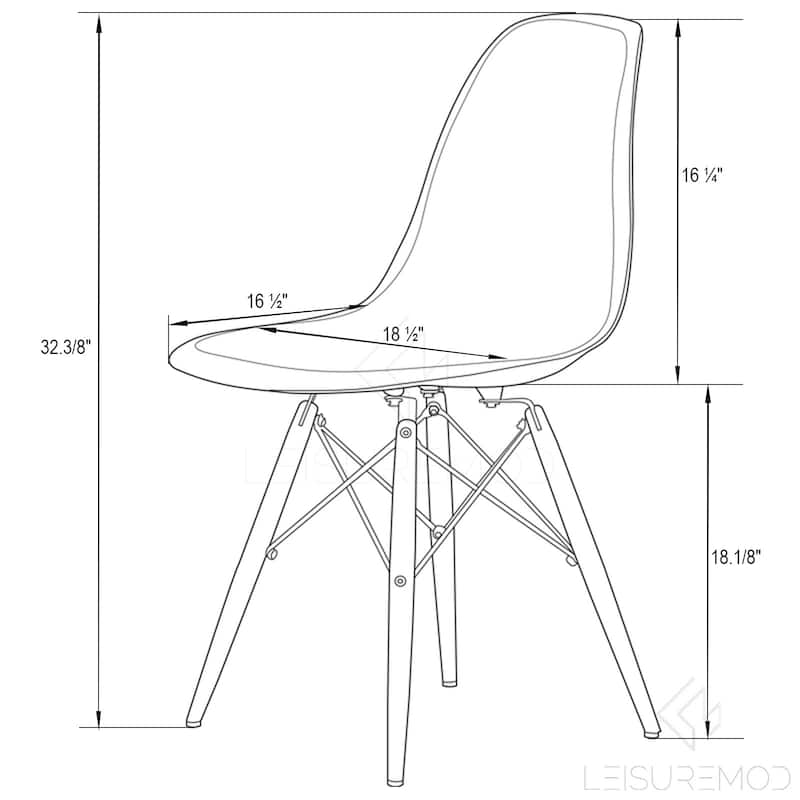 LeisureMod Dover Molded Side Chair with Acrylic Base, Set of 4 - Red - 36 x 32.4 x 16.25