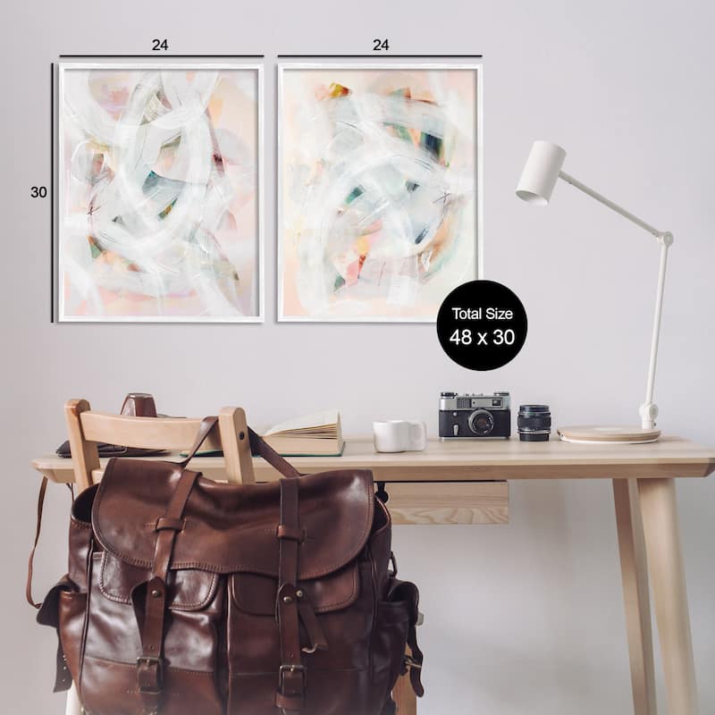 Stupell Subtle & Soft Abstraction Framed Giclee Art Design By Gemma Bardot (Set of 2)