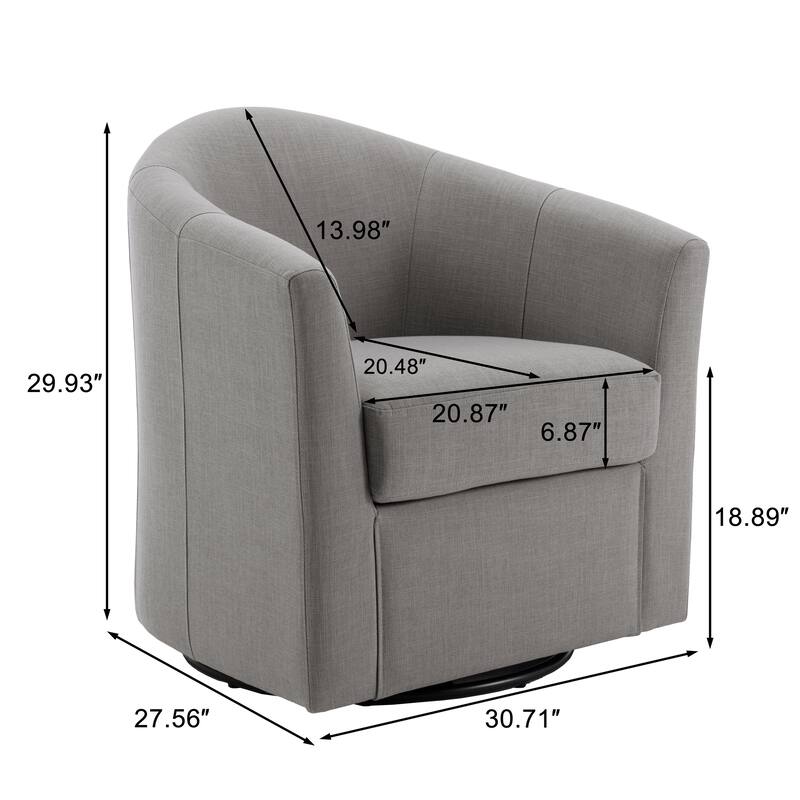 Modern Upholstered Swivel Barrel Chair Living Room Accent Chair