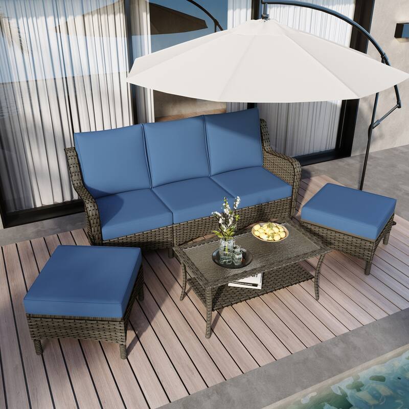 Patio Furniture Set Outdoor Conversation Sofa 6 Pieces