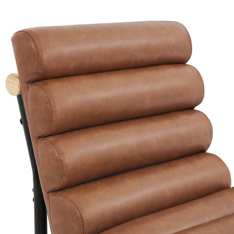 Set of 4 26.in Modern Upholstered Counter Height Bar Stool with Ribbed Backrest and Solid Wood & Metal Frame