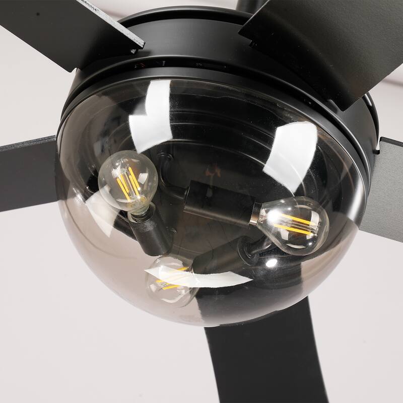 52" Modern Matte Black 5 Reversible Blades Ceiling Fan with Light and Remote