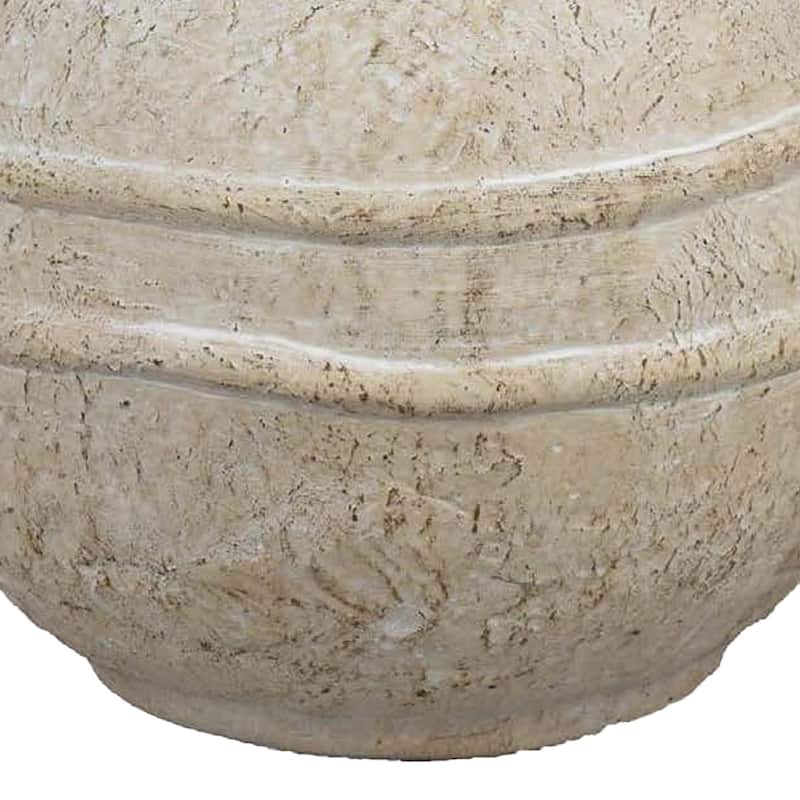 Lezlee Accent Planter, Beige Terracotta Textured, Wide Round 10 Inch