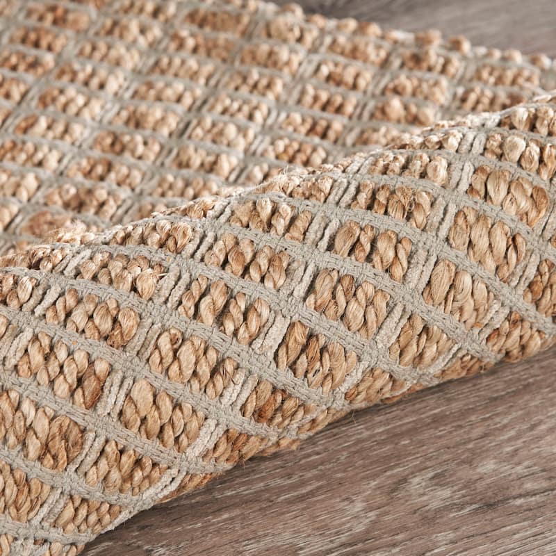 Sevita Organic Jute Grid Area Rug, Natural and Gray - 5' x 7'9"