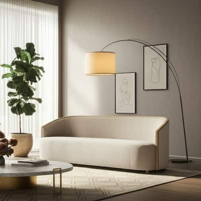 Upholstered Fabric Sofa Curved Arm Contemporary Design - 30" Multi - 87" x 29.5" x 30"