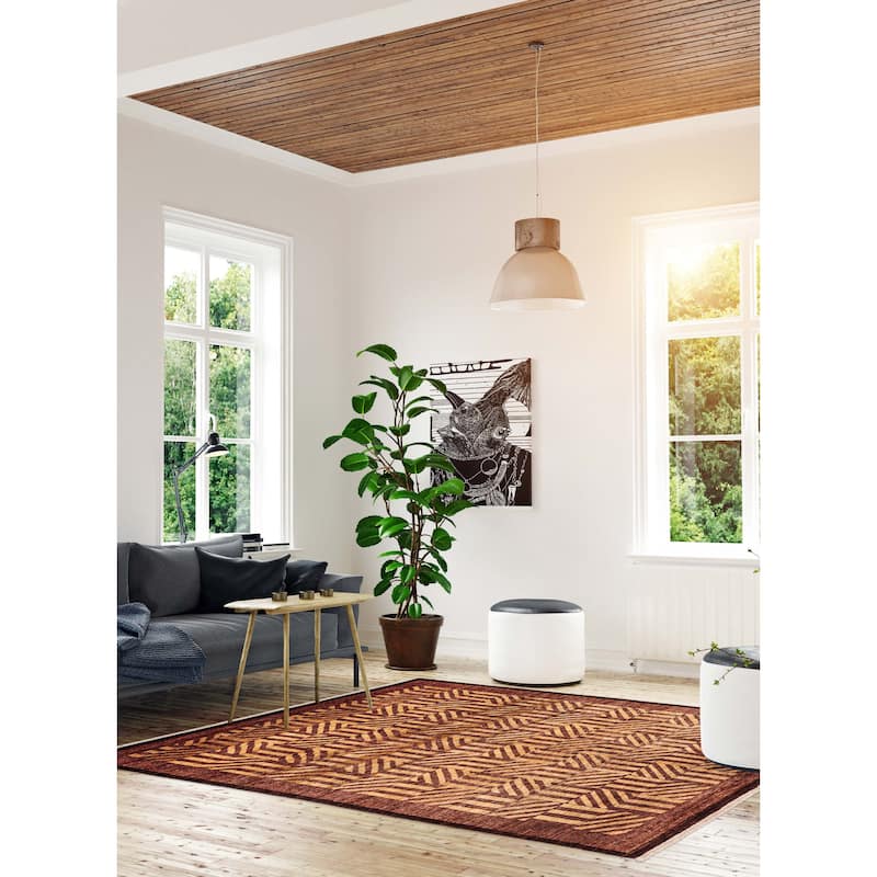 ECARPETGALLERY Hand-knotted Peshawar Ziegler Beige, Dark Copper Wool Rug - 5'10 x 8'4