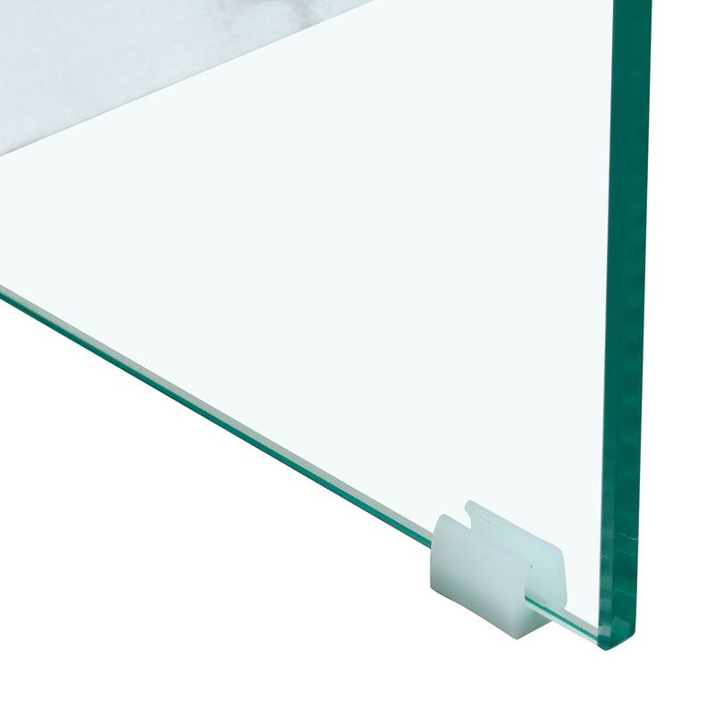 43.3 Inch Double Layer Coffee Table Storage Side Table with Open Storage Shelves, Drawers Glass Center Table End Table