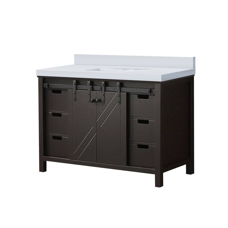 Marsyas 48 in W x 22 in D Dark Grey Bath Vanity and Carrara Marble Countertop