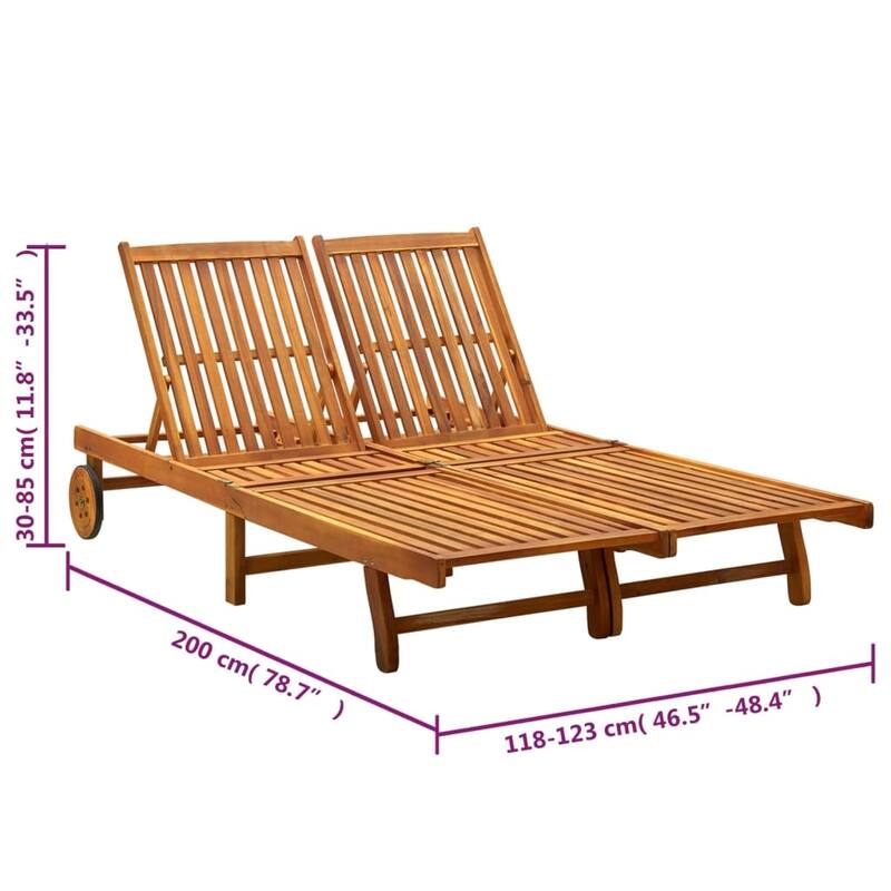 vidaXL Patio Lounge Chair Sunbed Sunlounger with Cushion Solid Acacia Wood