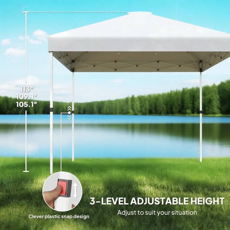 10x 10 ft Party Tent Pop Up Canopy Tent with 2 Half Sidewalls with Wheeled Carry Bag, White