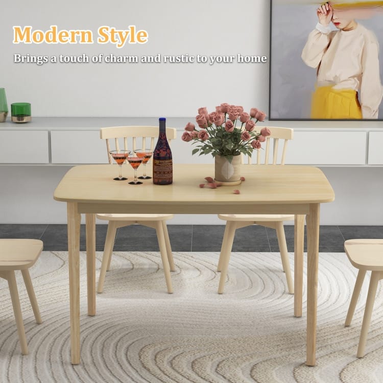 48 Inch Solid Wood Dining Table with Rubber Wood Supporting Legs for Kitchen Dining Room - 48" x 28" x 31"