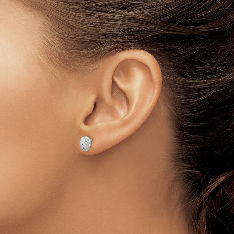 Curata 14k White Gold 8mm Textured Sand Dollar Post Earrings