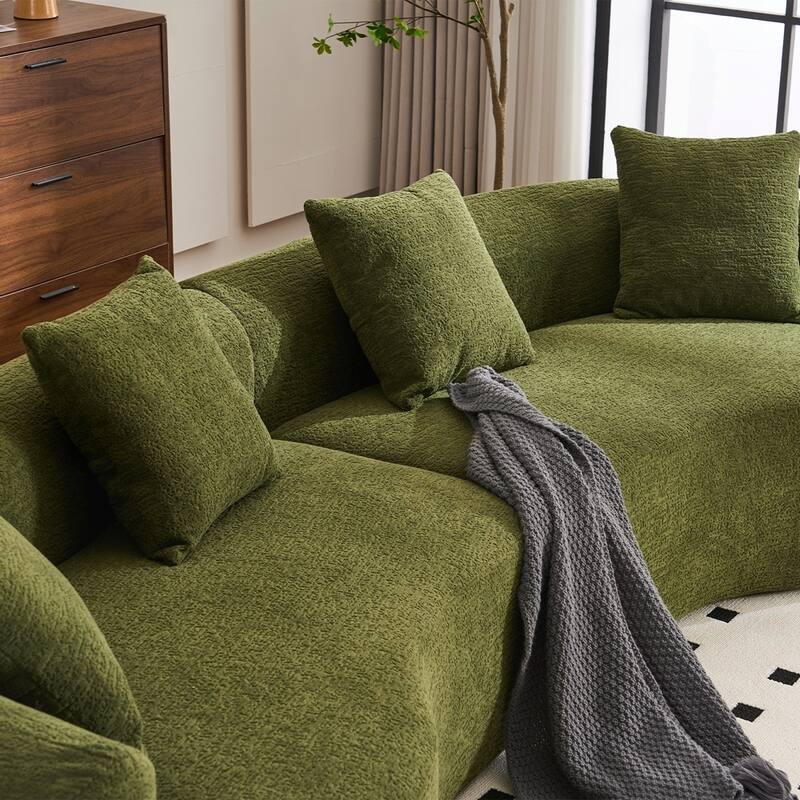 Curved Loveseat White Full Compression Sponge Sofa