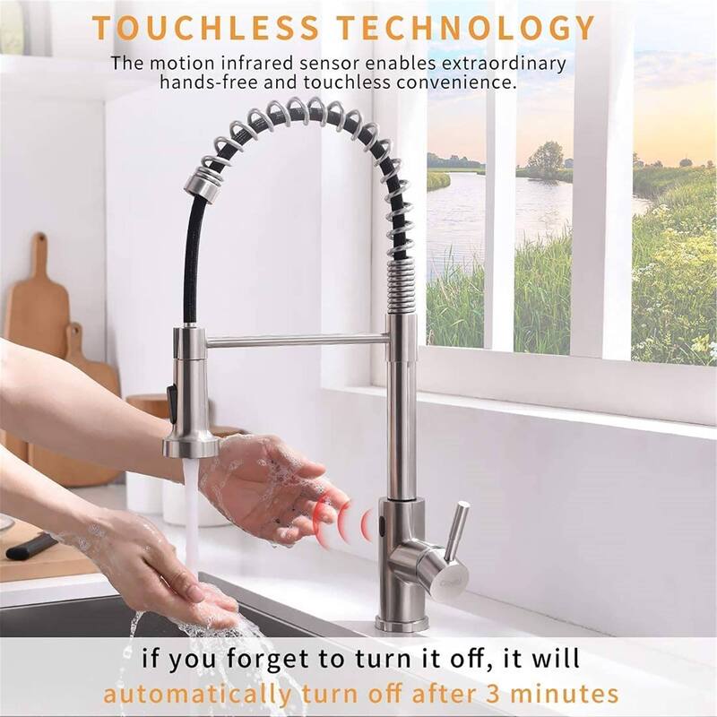 Touchless Pull Down Kitchen Faucet Single Handle Commercial Kitchen Sink Faucets With Sprayer Smart Single Hole Taps With Valve