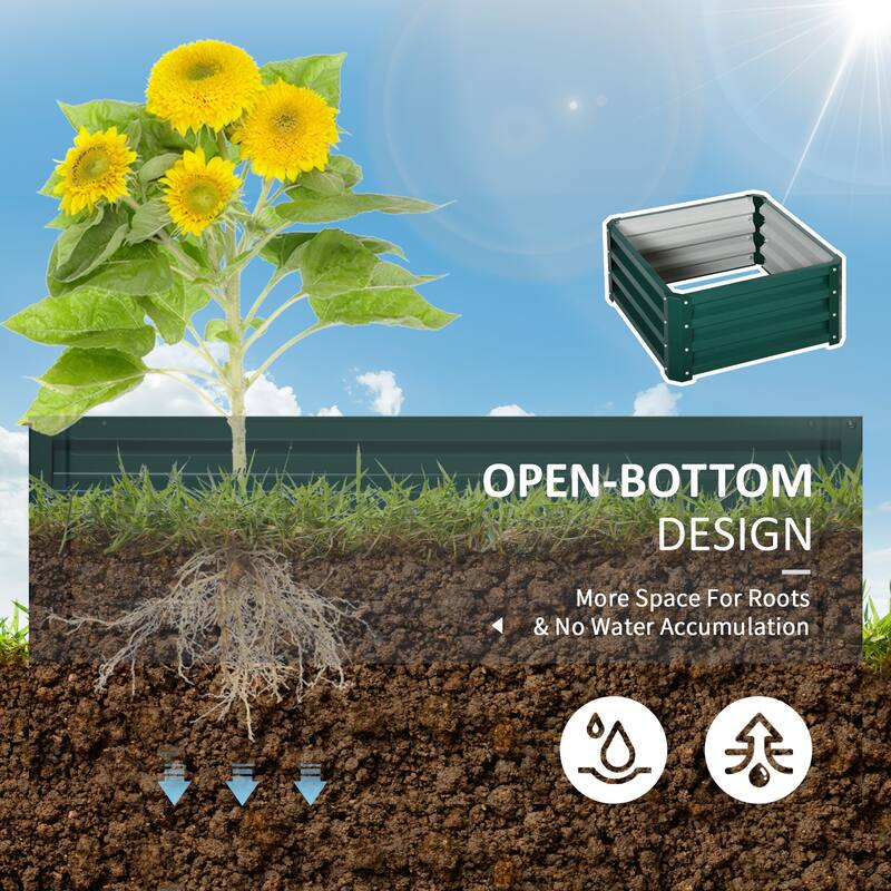Outsunny 2' x 2' x 1' 2-Piece Raised Garden Bed Box with Steel Frame for Vegetables, Flowers, & Herbs, Green