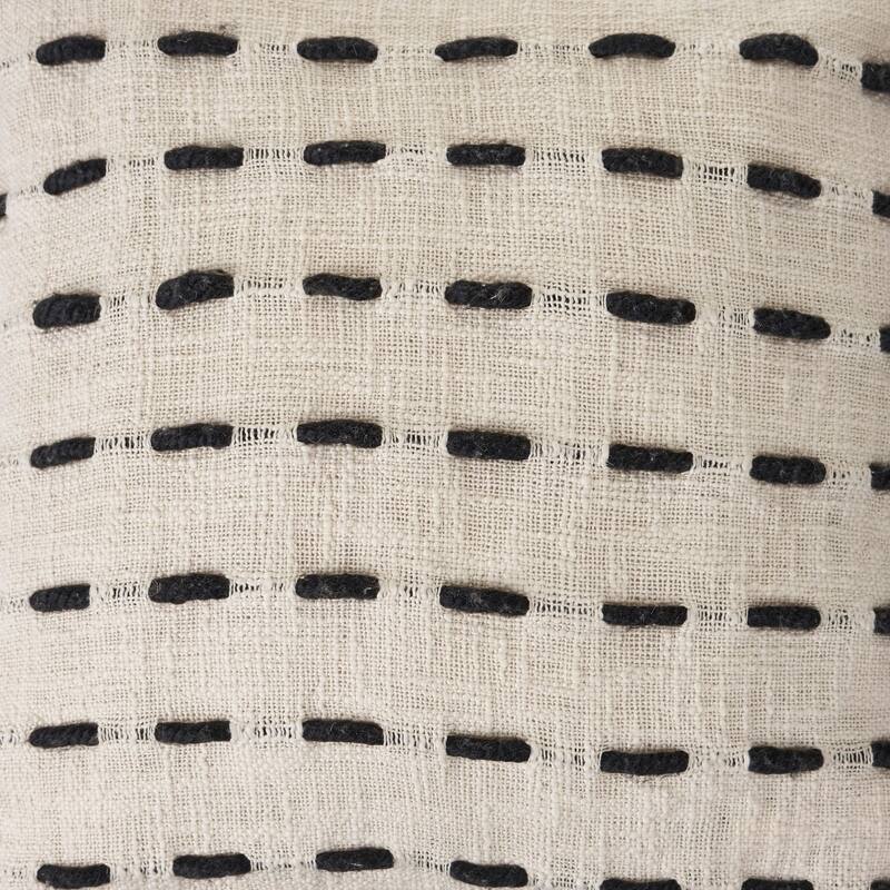 Handwoven Stitched Stripe Square Throw Pillow with Tassels - 20" - Black and Cream
