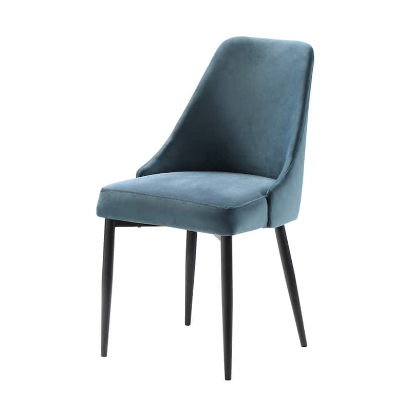 Black/Blue Velvet Upholstered Metal Frame Dining Chair, Set of 2, Sturdy Dining Chair for Dining Rooms - 17.5