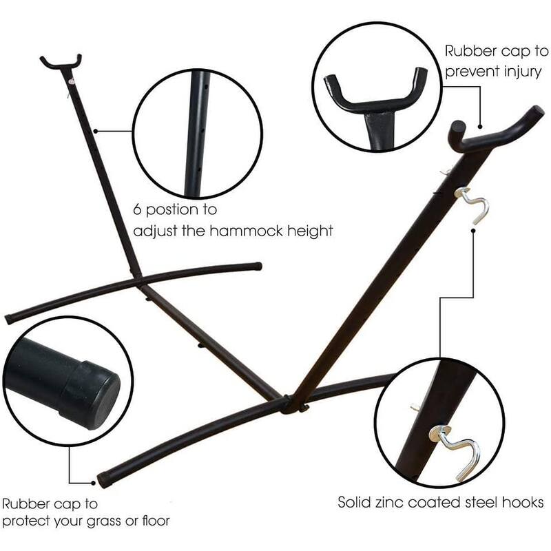 Double Cotton Hammock with Heavy Duty Steel Stand
