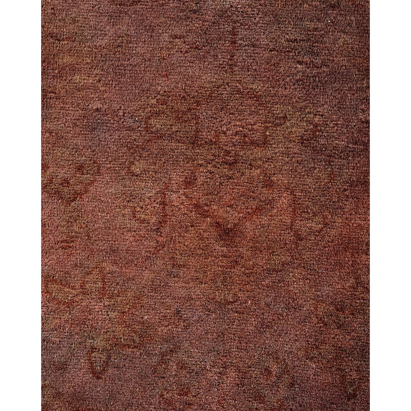 Overton Hand Knotted Wool Vintage Inspired Modern Contemporary Overdyed Brown Runner Rug - 2' 8" x 10' 9"