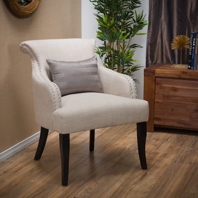 Light Beige 26" Arm Chair with Nailheads