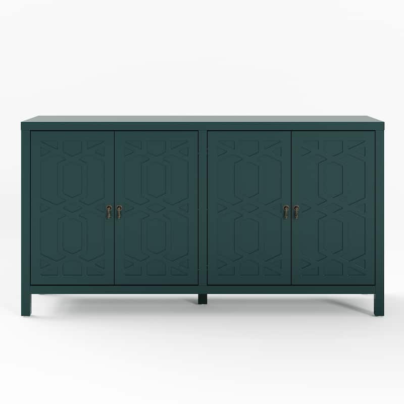 60" W Sideboard Cabinet with Adjustable Shelves and 4 Doors - Blue