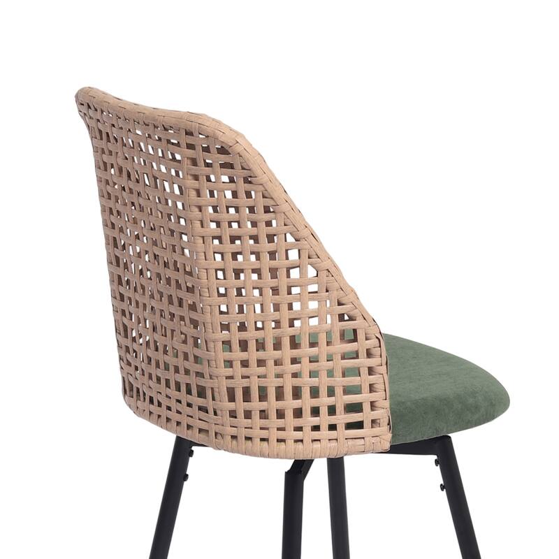 Chenille Counter Height Swivel Bar Stools Rattan Back with Metal Legs