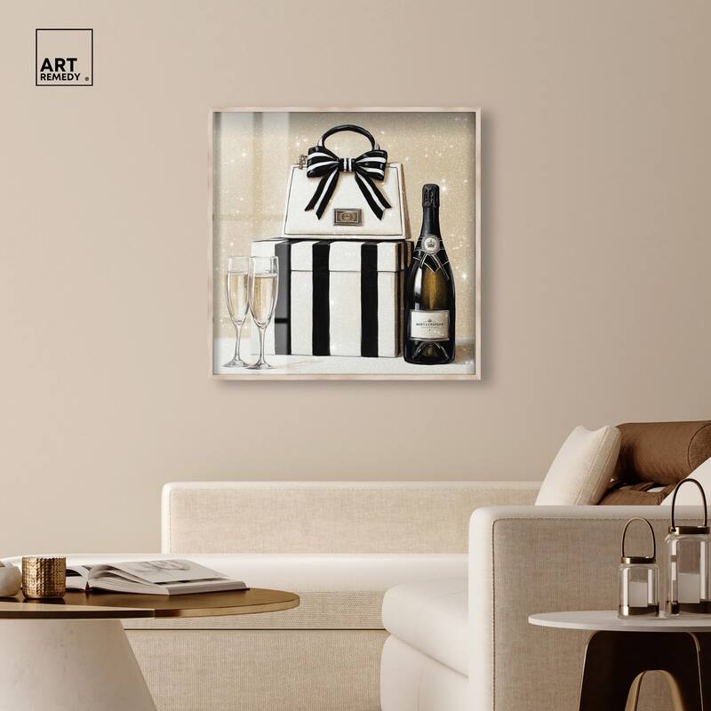 Black and White Striped Glam Shadowbox by Art Remedy