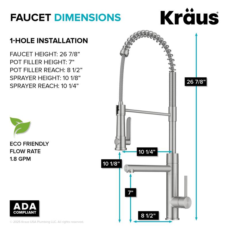Kraus Artec 2-Function Commercial Pulldown Pot Filler Kitchen Faucet