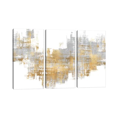iCanvas "Dynamic Gold on Grey II" by Alex Wise 3-Piece Canvas Wall Art Set